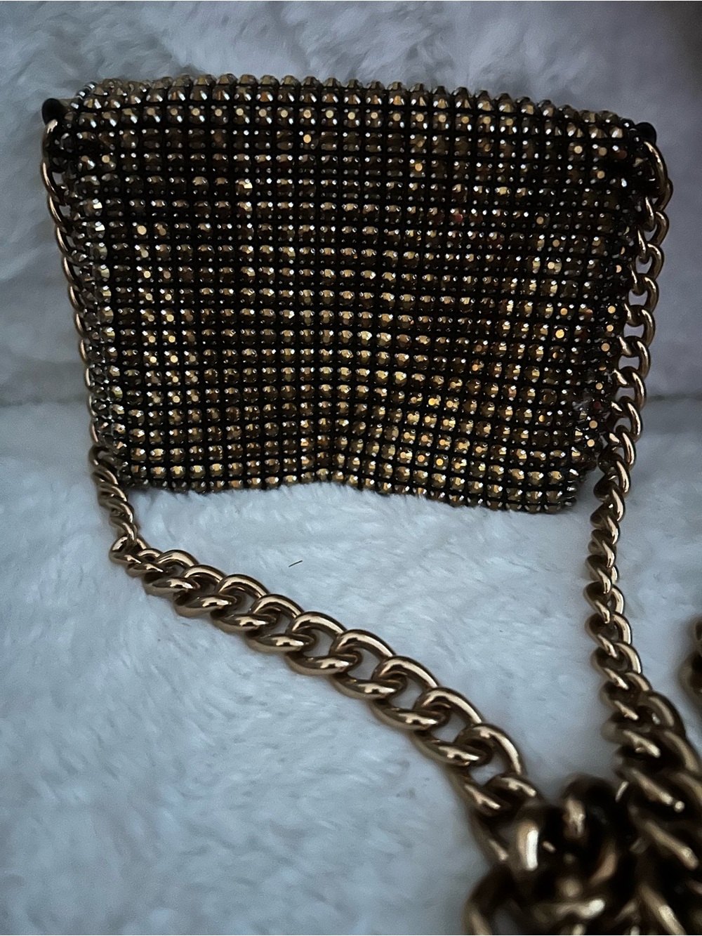Kurt Geiger Gold Crystal & Metallic Chain Crossbody Bag - Picture 6 of 6